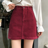 Rövid kordbársony női szoknya fekete és bordó színben