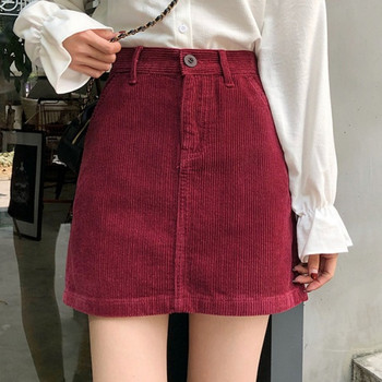 Rövid kordbársony női szoknya fekete és bordó színben