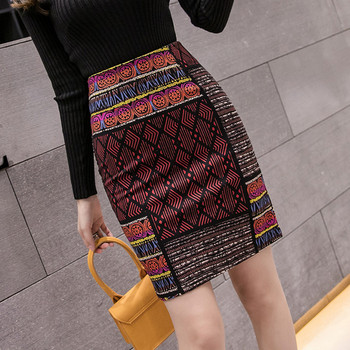 Modern női szoknya magas derékkal és mintával - Karcsú modell