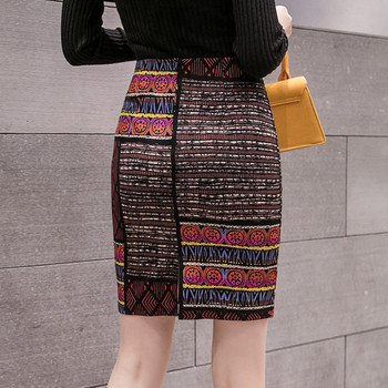 Modern női szoknya magas derékkal és mintával - Karcsú modell