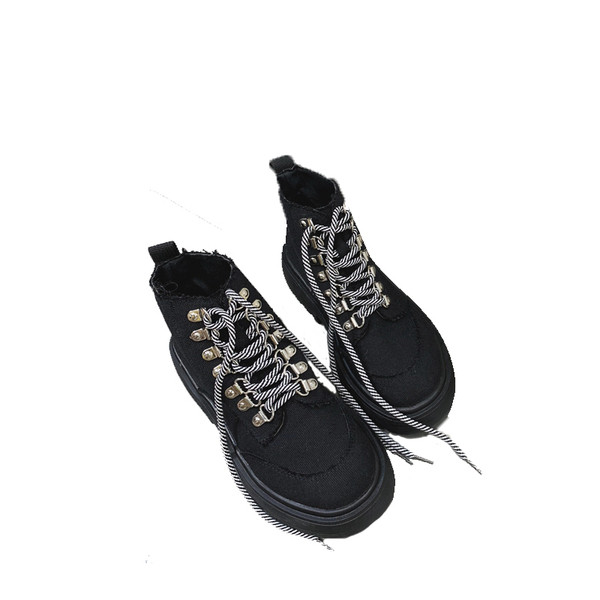 Női tavaszi-őszi textilcsizma bézs és fekete színben