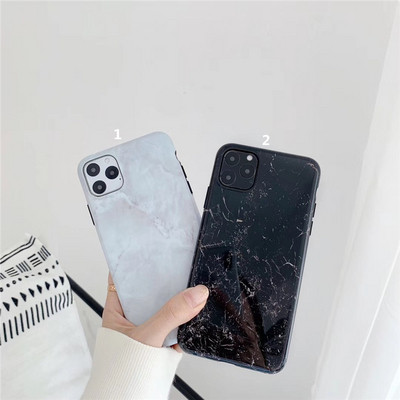 Husa din silicon cu efect de marmura in alb si negru pentru Iphone 11 Pro Max