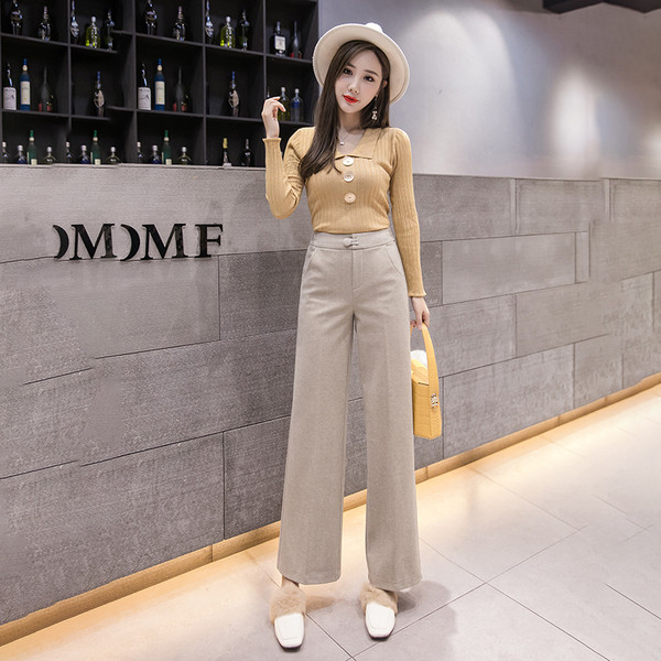 Modern női nadrág három színben, magas derékkal és gombbal