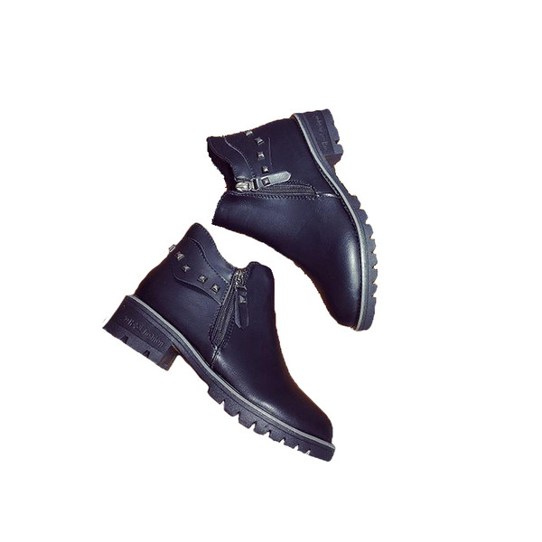 Női alkalmi tavaszi-őszi csizma cipzárral és fém lyukakkal