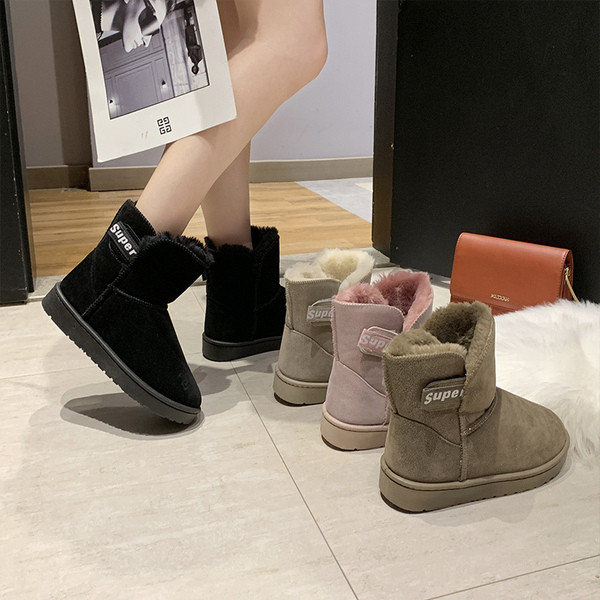 Cizme casual de dama cu captuseala moale in roz, negru si bej