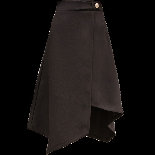 Női aszimmetrikus szoknya két színben, magas derékkal és gombbal