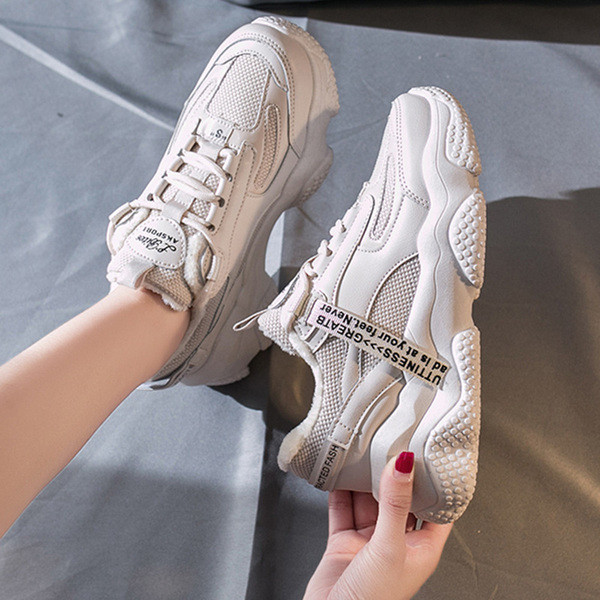 Tenisi casual de damă din piele, cu talpă aspră, în alb-negru