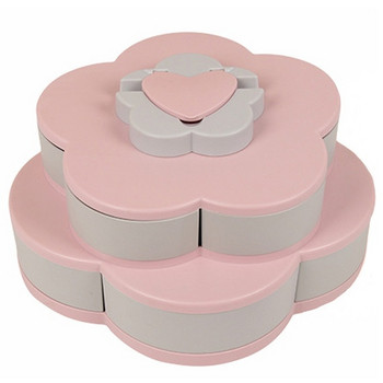 Сгъваема пластмасова кутия на два етажа за съхранение на плодове, ядки, сладки и бонбони в син и розов цвят