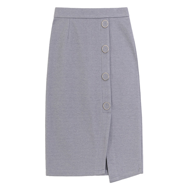 Női aszimmetrikus szoknya három színben, magas derékkal