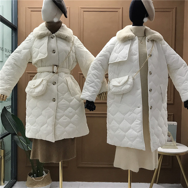 Geaca de iarna dama cu guler moale si curea in mai multe culori