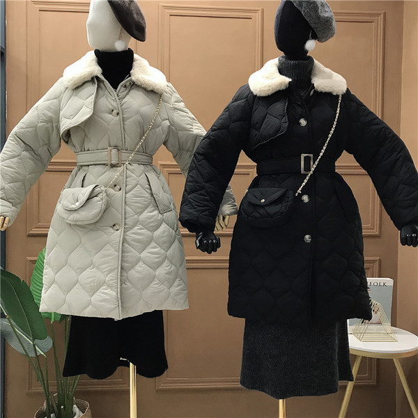 Geaca de iarna dama cu guler moale si curea in mai multe culori