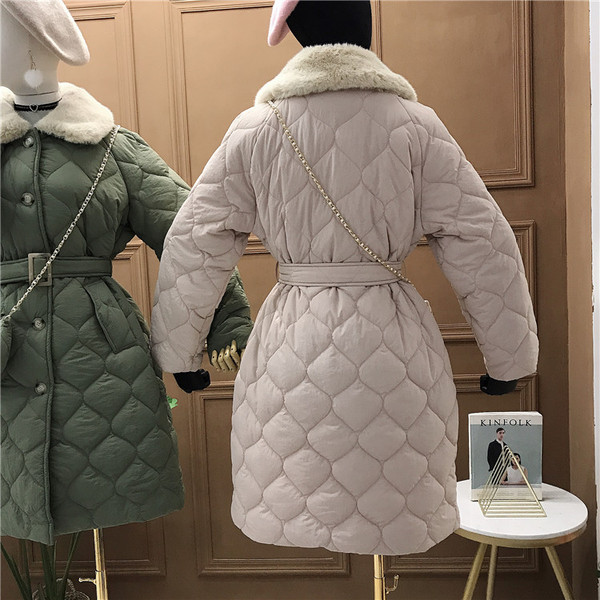 Geaca de iarna dama cu guler moale si curea in mai multe culori