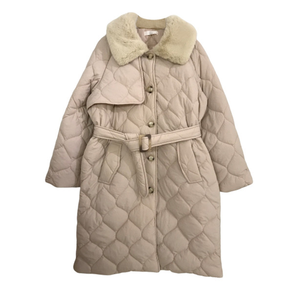 Geaca de iarna dama cu guler moale si curea in mai multe culori