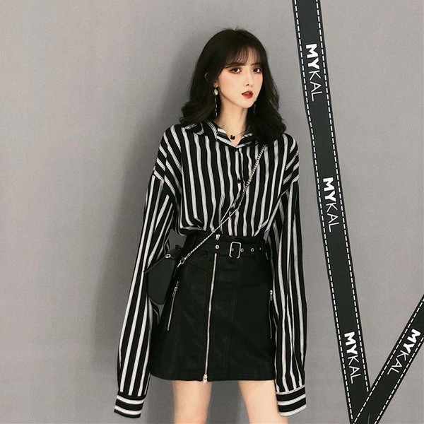 Női alkalmi csíkos ing klasszikus modell