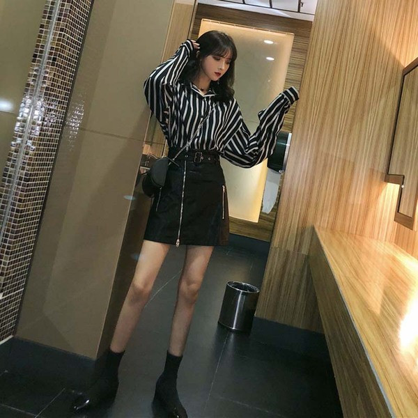 Női alkalmi csíkos ing klasszikus modell