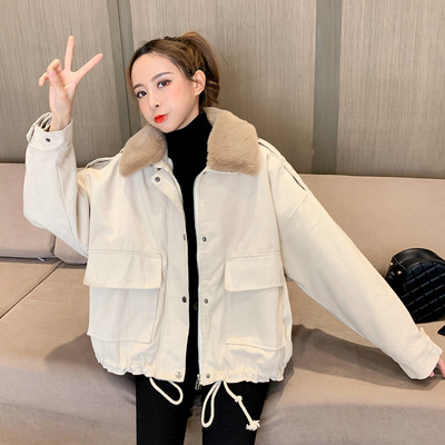 Geaca scurta de toamna-iarna cu fermoar cu captuseala moale in mai multe culori