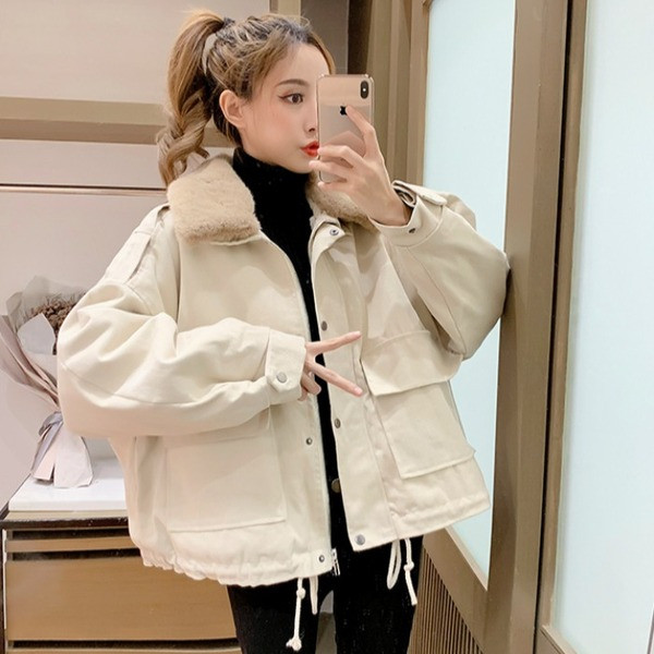 Geaca scurta de toamna-iarna cu fermoar cu captuseala moale in mai multe culori