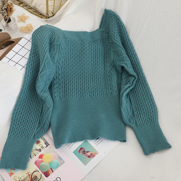 Pulover de dama modern in cinci culori cu decolteu patrat