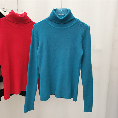 Női pulóver hosszú ujjal, magas gallérral több színben