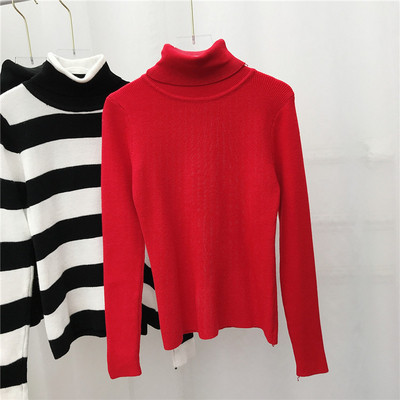 Női pulóver hosszú ujjal, magas gallérral több színben