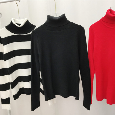 Női pulóver hosszú ujjal, magas gallérral több színben