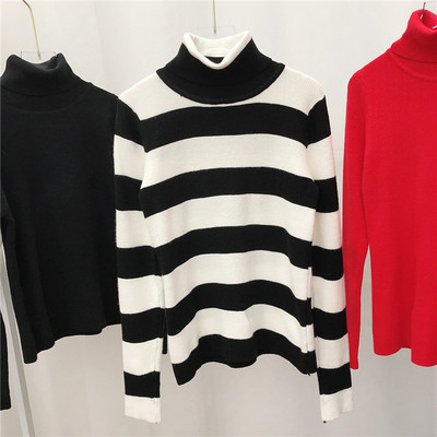 Női pulóver hosszú ujjal, magas gallérral több színben