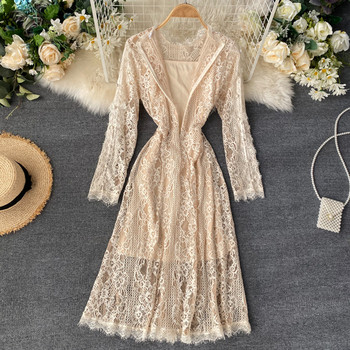 Hátul cipzáras női csipkeruha három színben