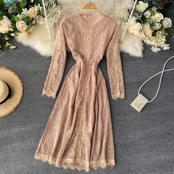 Hátul cipzáras női csipkeruha három színben