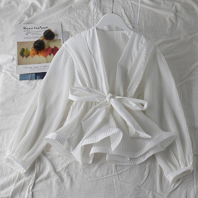 Stílusos női ing öt színben V-nyakkal és fűzővel