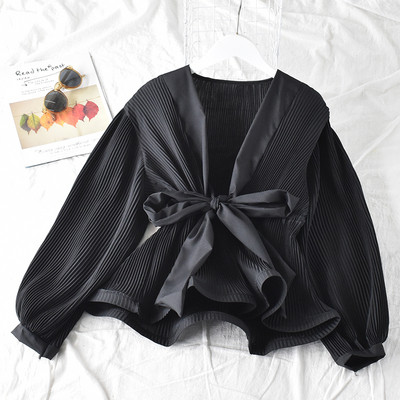 Stílusos női ing öt színben V-nyakkal és fűzővel