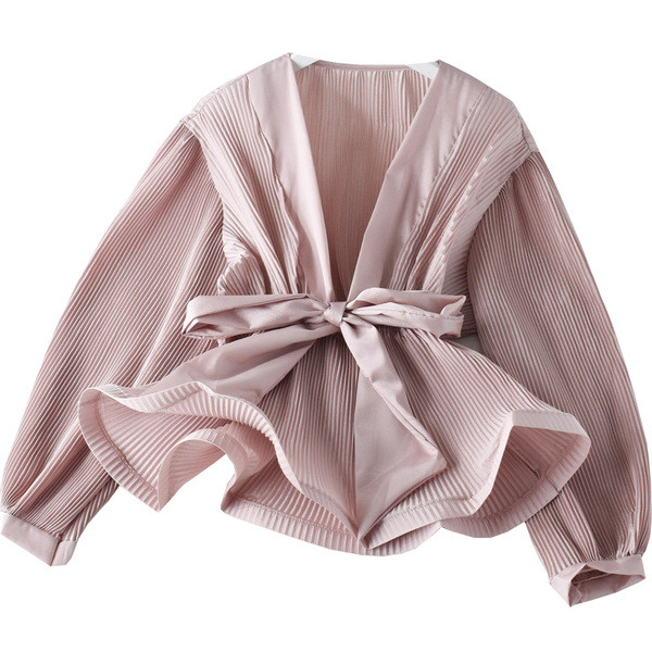 Stílusos női ing öt színben V-nyakkal és fűzővel