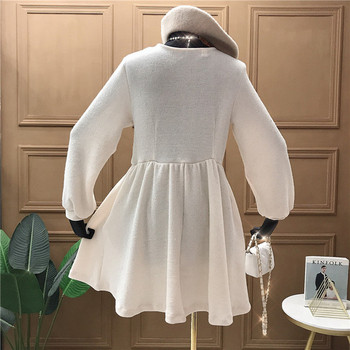 Rochie casual de dama cu decolteu rotund in model croiat bej si negru