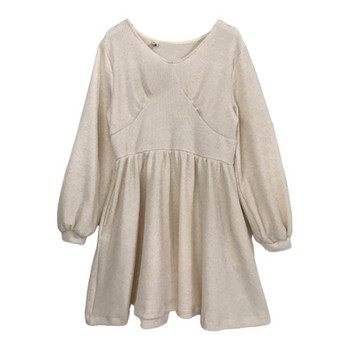 Rochie casual de dama cu decolteu rotund in model croiat bej si negru