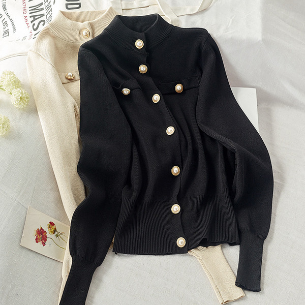 Vesta de dama toamna-iarna cu nasturi cu guler semi-inalt - mai multe culori