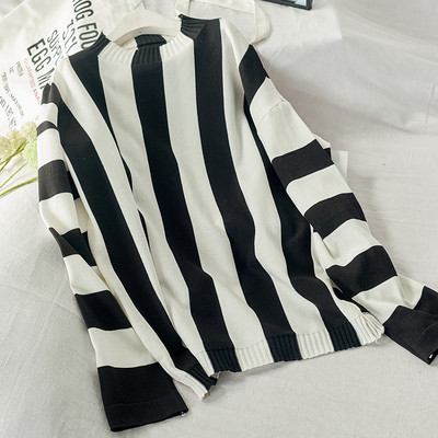 Női csíkos blúz széles modell télire