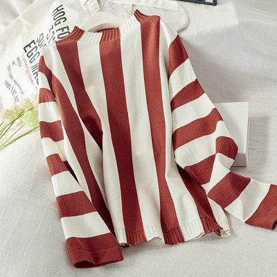 Női csíkos blúz széles modell télire