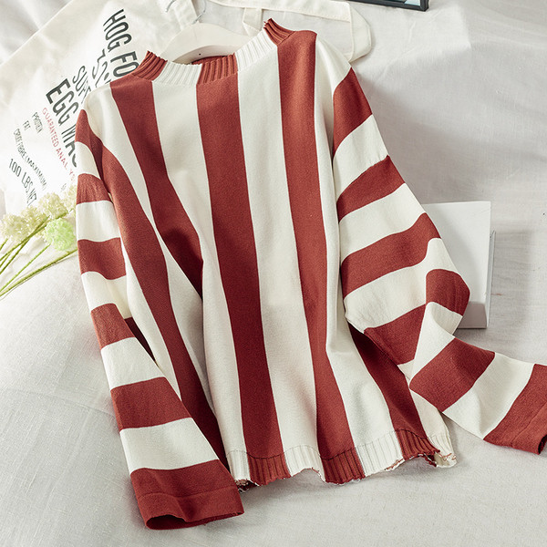 Női csíkos blúz széles modell télire