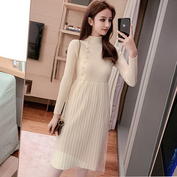 Hétköznapi női ruha három színben, gombokkal és tüllel