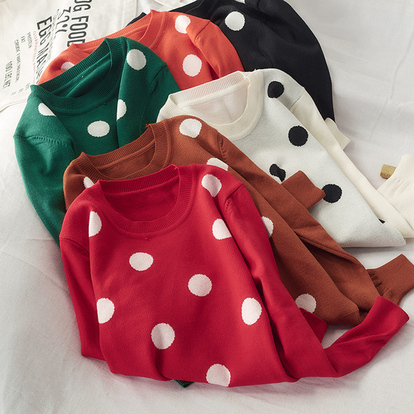 Női lezser őszi blúz pöttyökkel több színben