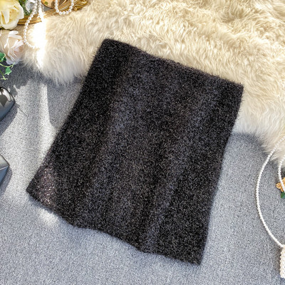 Fusta de iarna dama cu efect stralucitor cu talie inalta