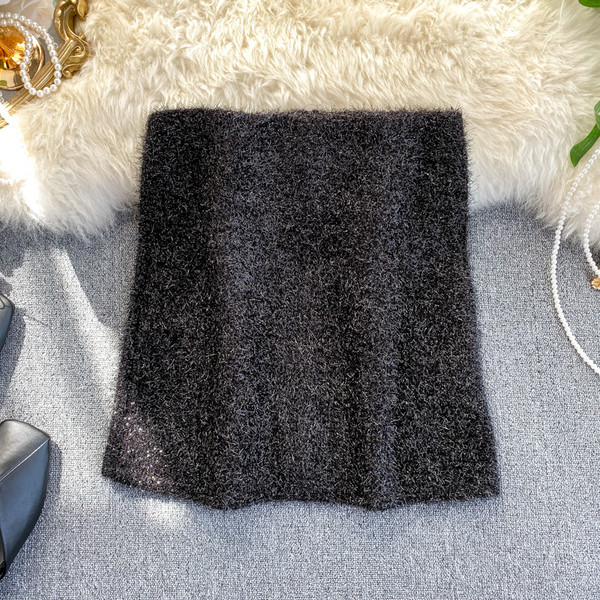 Fusta de iarna dama cu efect stralucitor cu talie inalta