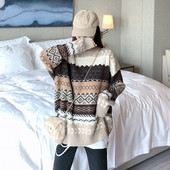 Pulover gros de iarnă cu model cu model