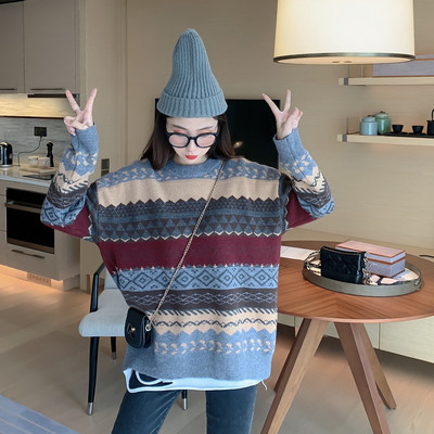 Pulover gros de iarnă cu model cu model