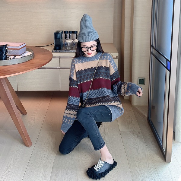 Pulover gros de iarnă cu model cu model