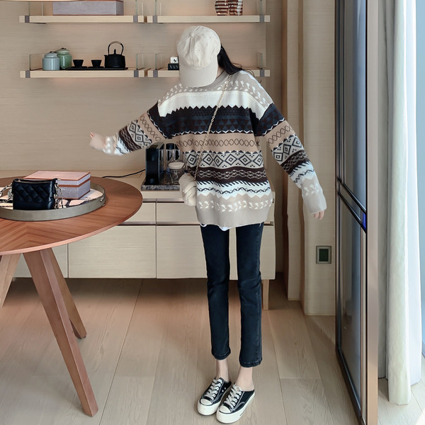 Pulover gros de iarnă cu model cu model