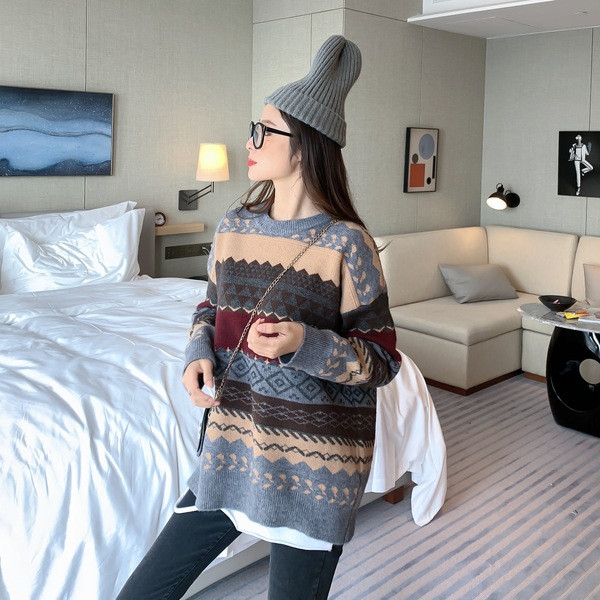 Pulover gros de iarnă cu model cu model