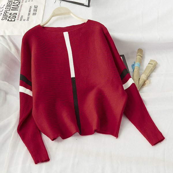 Őszi női blúz kerek nyakkivágással, sárga és piros színben