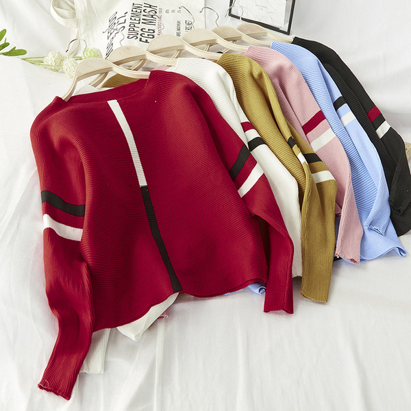 Őszi női blúz kerek nyakkivágással, sárga és piros színben