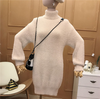 Modern női kötött ruha magas gallérral több színben