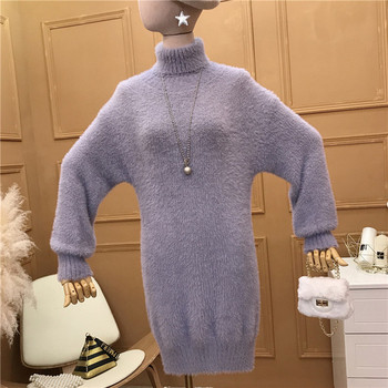 Modern női kötött ruha magas gallérral több színben